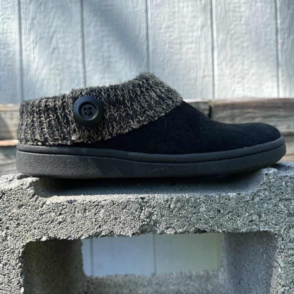 Clarks Women's 8 Sweater Clog Slip On Faux Fur Lined Slippers Blk/Brn - 81